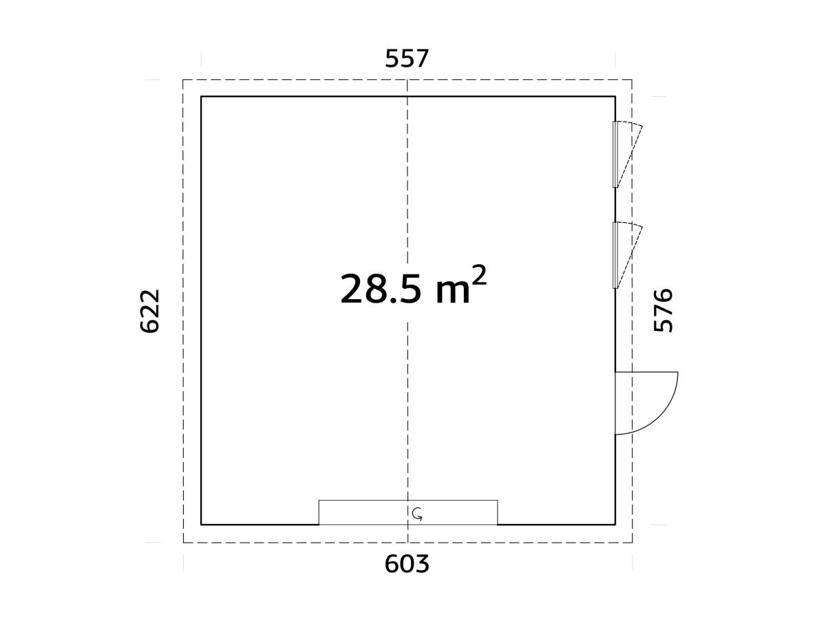 6_Palmako_garage_Andre_28.5_m2_with_sectional_door_measures